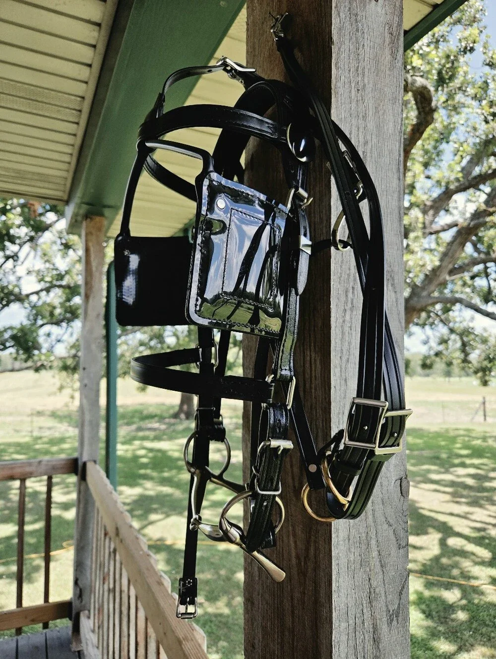 Amish Made Driving Bridle Brahma Webb/Biotane Full Horse w/bit exceptional